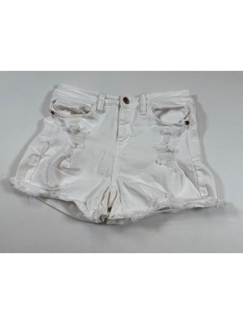 Judy Blue Womens White Distressed Denim Shorts Size Small S Frayed Hem (F437)